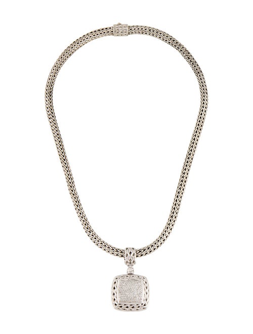 John Hardy Diamond Square Pendant Necklace