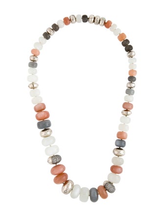 John Hardy Moonstone & Diamond Bali Bamboo Necklace