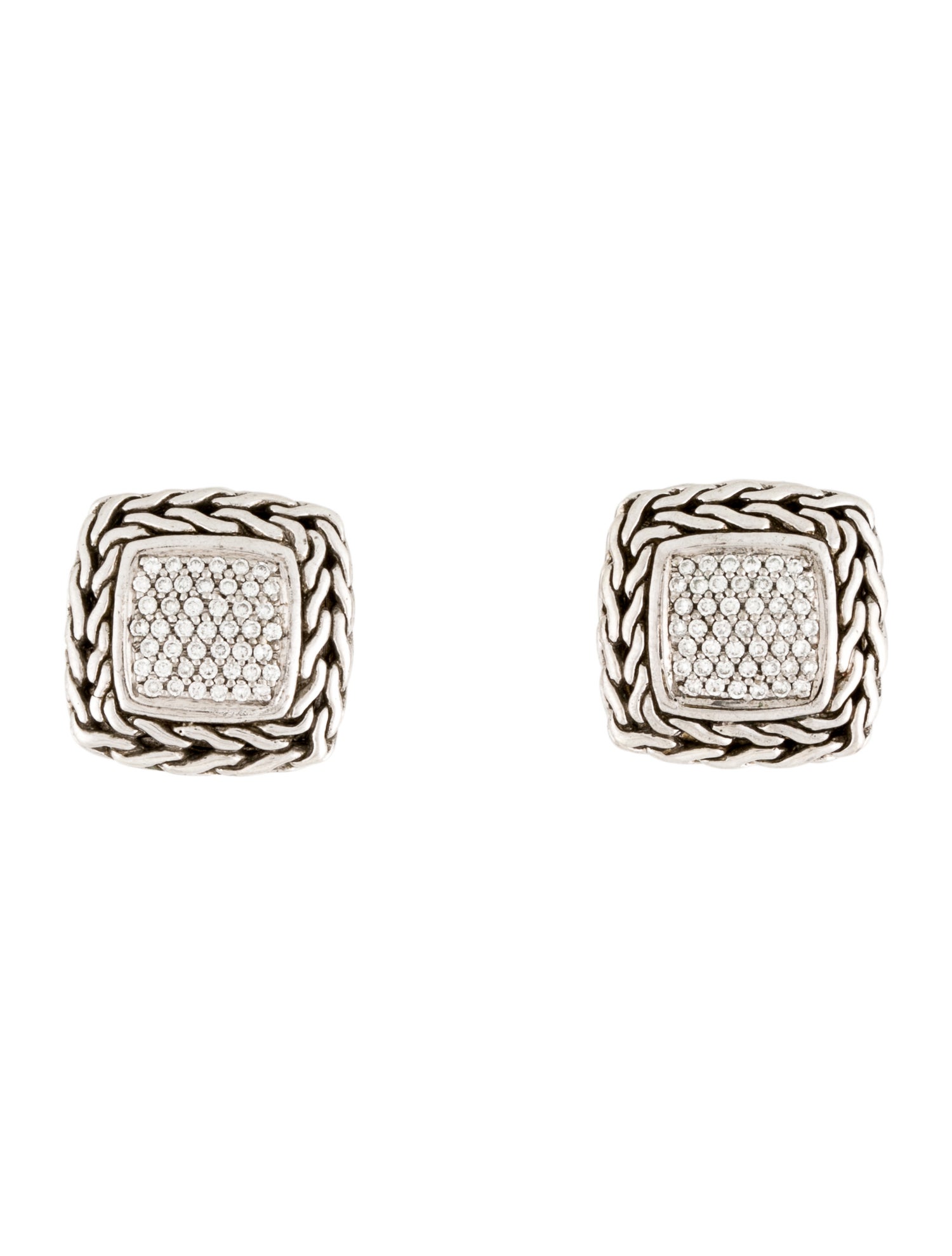 John Hardy Diamond Classic Chain Earclips