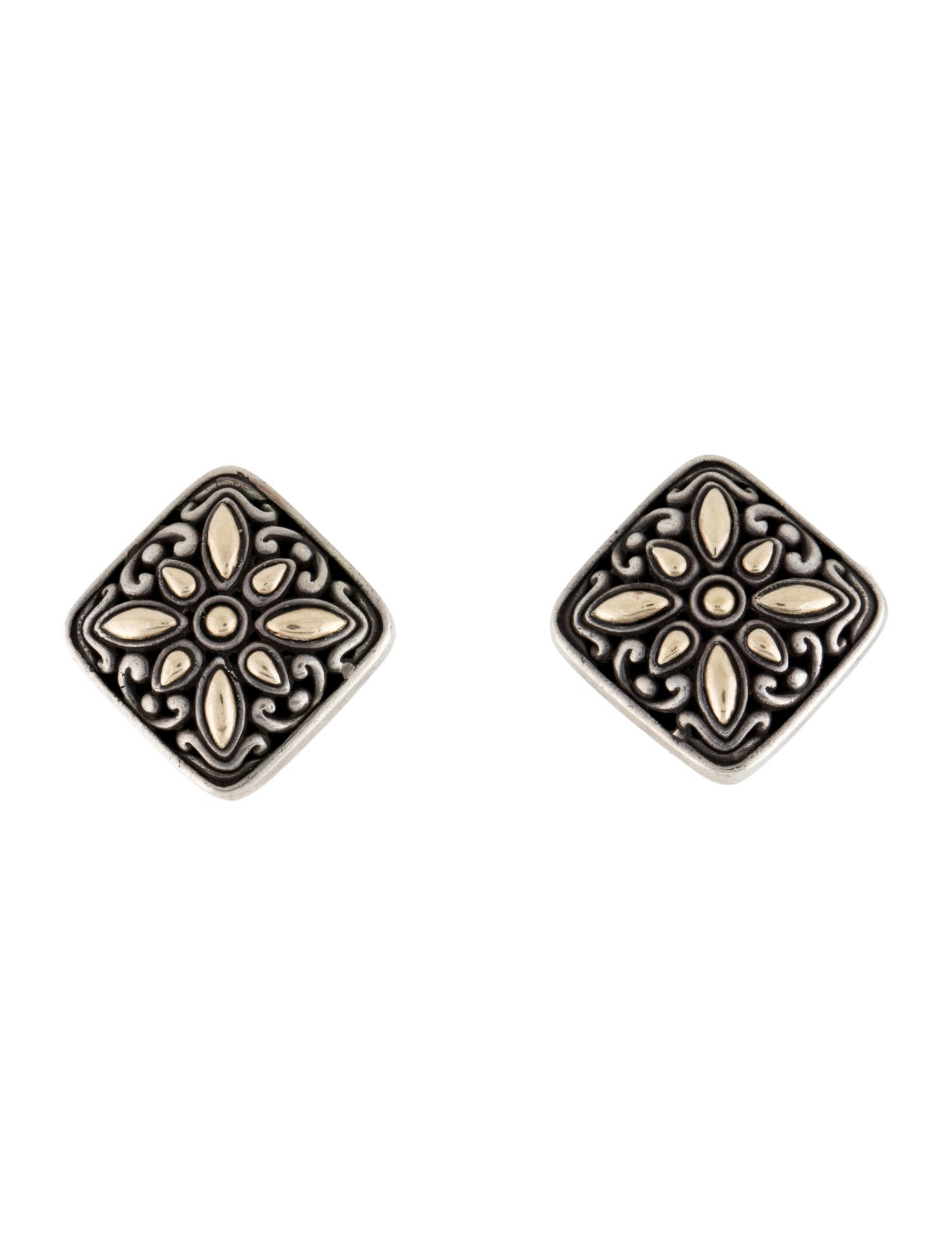 John Hardy Two-Toned Ear Clip Stud Earrings