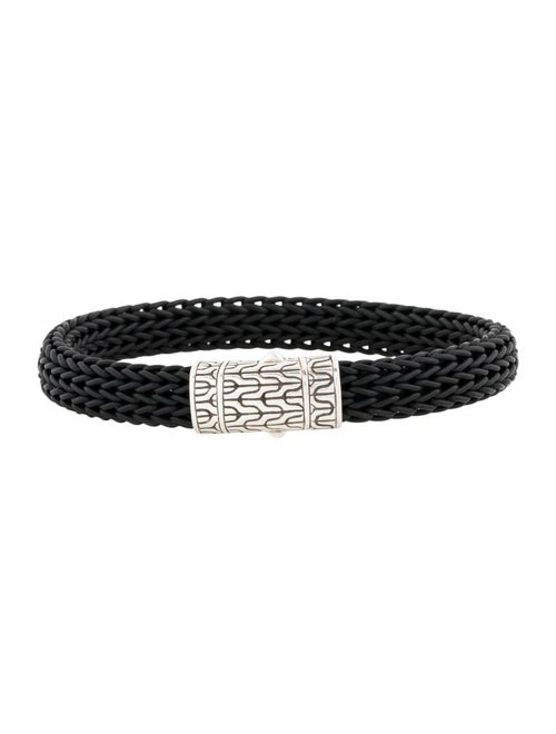 John Hardy Classic Chain Woven Black Rubber Bangle Bracelet