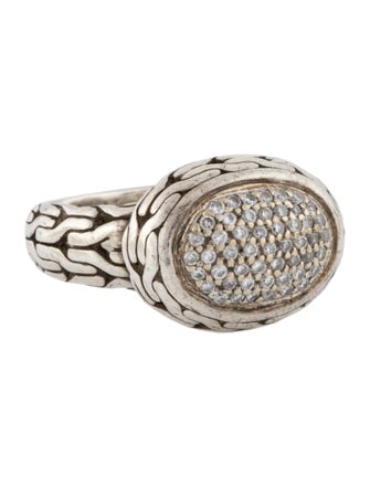 John Hardy Diamond Oval Classic Chain Cocktail Ring