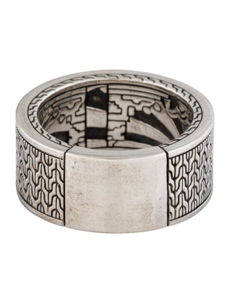 John Hardy Mother of Pearl, Turquoise & Lapis Lazuli Carved Chain Ring