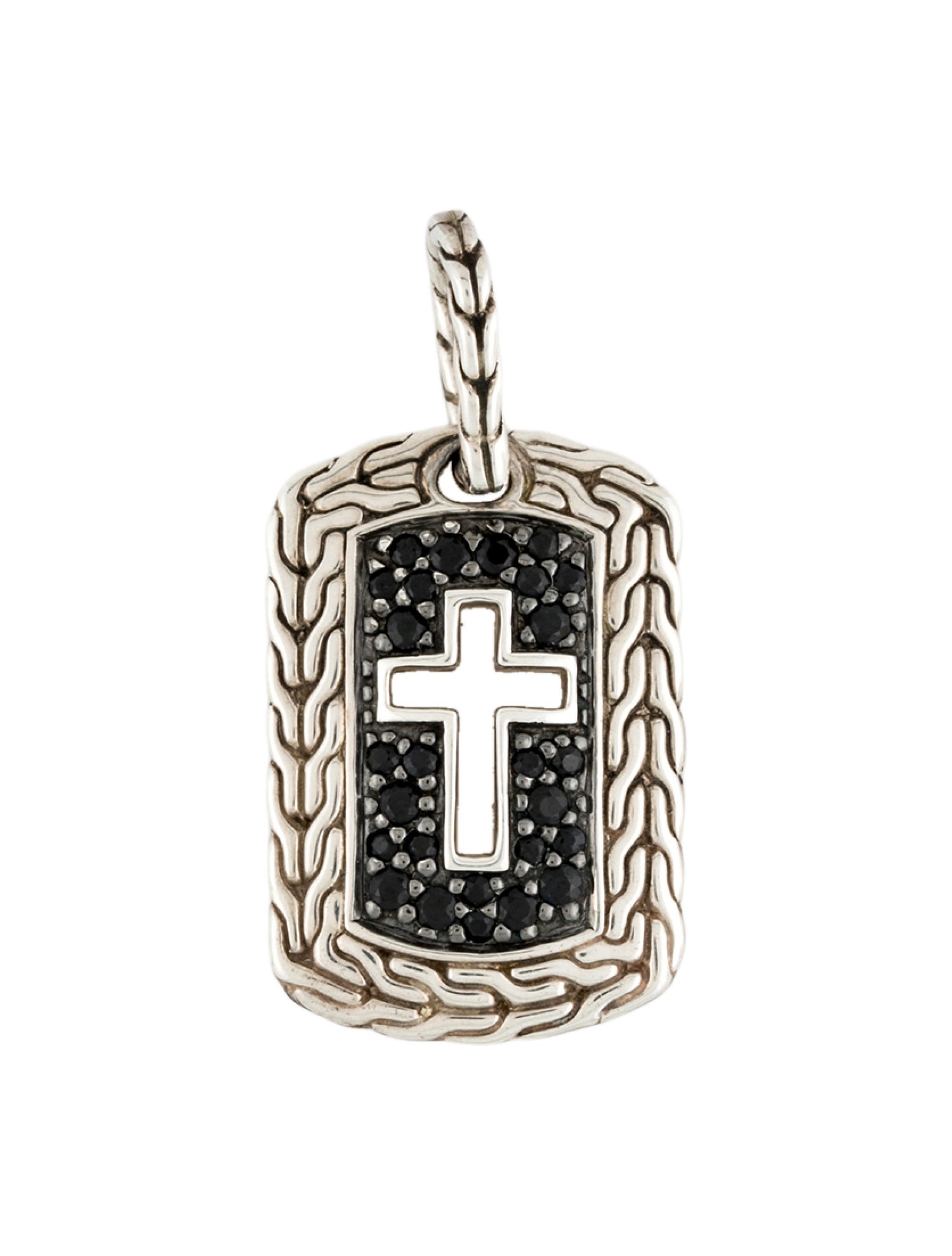 John Hardy Sapphire Cross Dog Tag Pendant