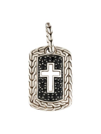 John Hardy Sapphire Cross Dog Tag Pendant