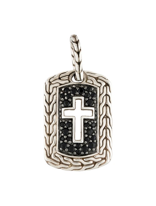 John Hardy Sapphire Cross Dog Tag Pendant