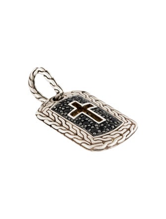 John Hardy Sapphire Cross Dog Tag Pendant