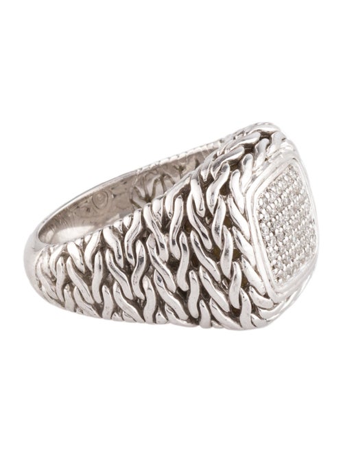 John Hardy Diamond Classic Chain Pave Square Signet Ring
