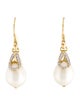 John Hardy 18K Pearl & Diamond Bamboo Drop Earrings