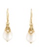 John Hardy 18K Pearl & Diamond Bamboo Drop Earrings
