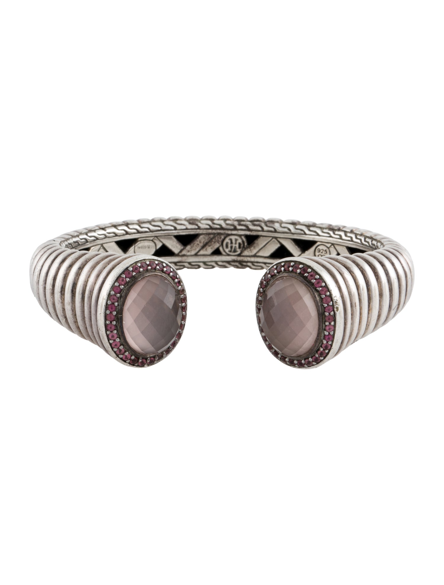 John Hardy Rose Quartz & Tourmaline Bedeg Kick Cuff Bracelet