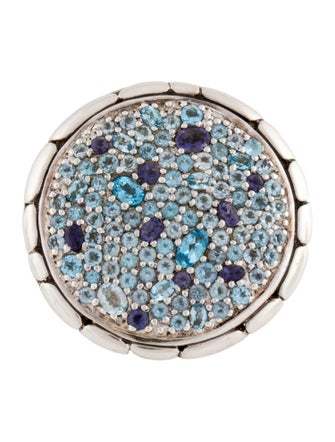 John Hardy Topaz, Iolite, & Aquamarine Round Pebble Cocktail Ring