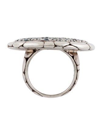 John Hardy Topaz, Iolite, & Aquamarine Round Pebble Cocktail Ring