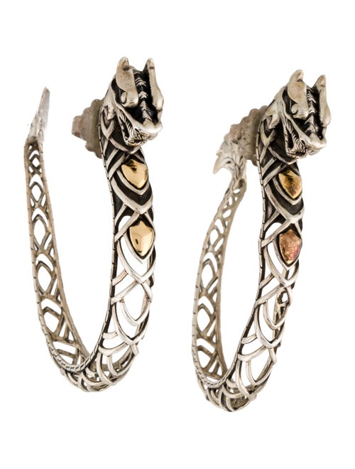 John Hardy Two-Tone Naga Legends Dragon Hoop Earrings