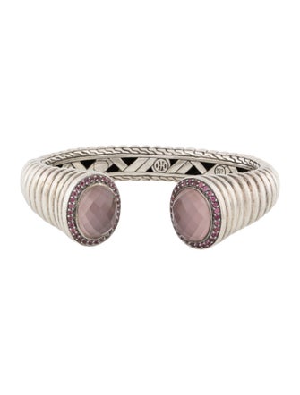 John Hardy Rose Quartz & Garnet Bedeg Kick Cuff Bracelet