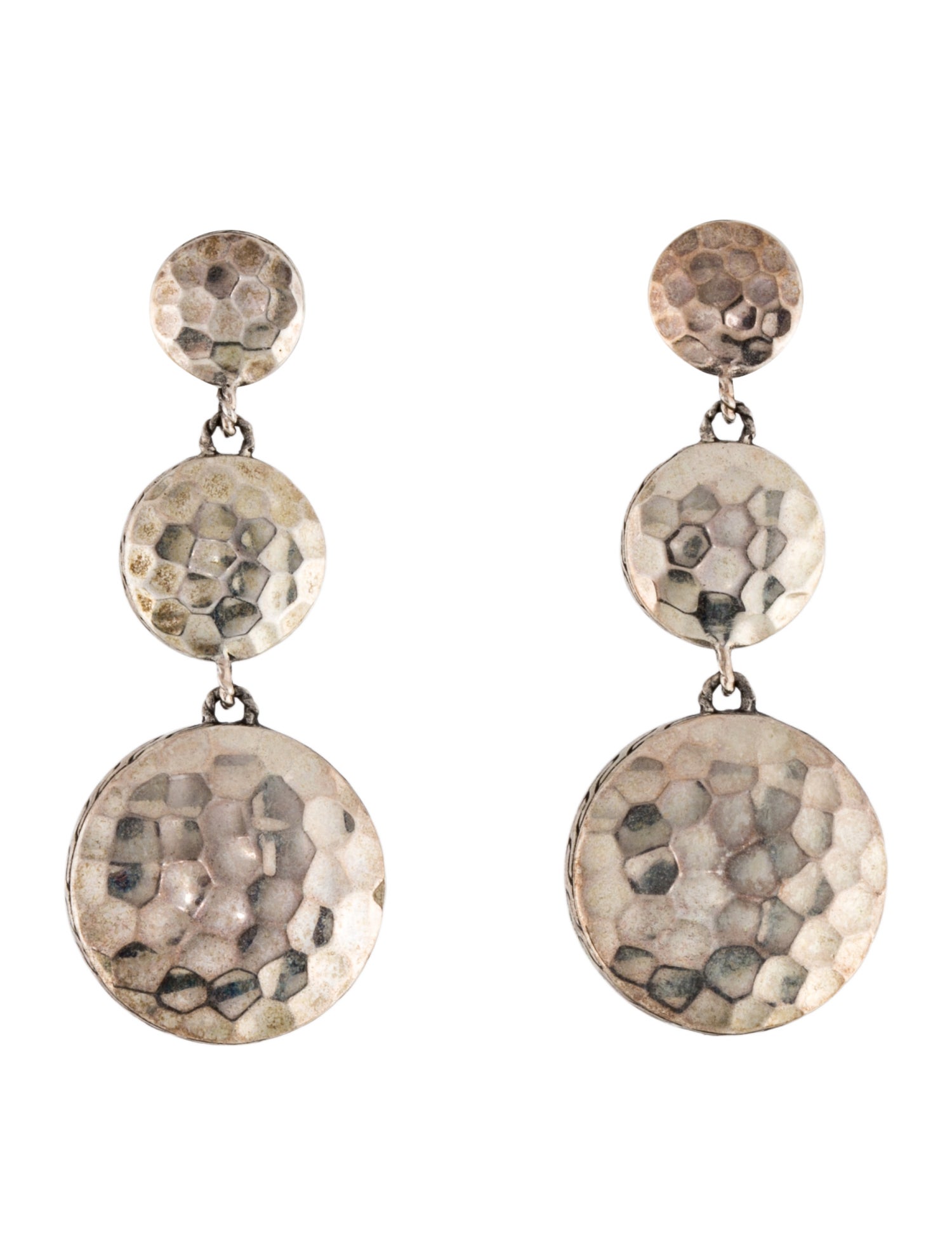 John Hardy Palu Hammered Circle Drop Earrings
