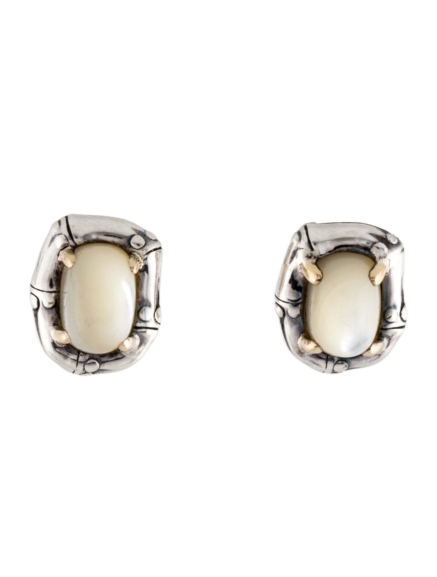 John Hardy Mother of Pearl Bamboo Earclip Earrings