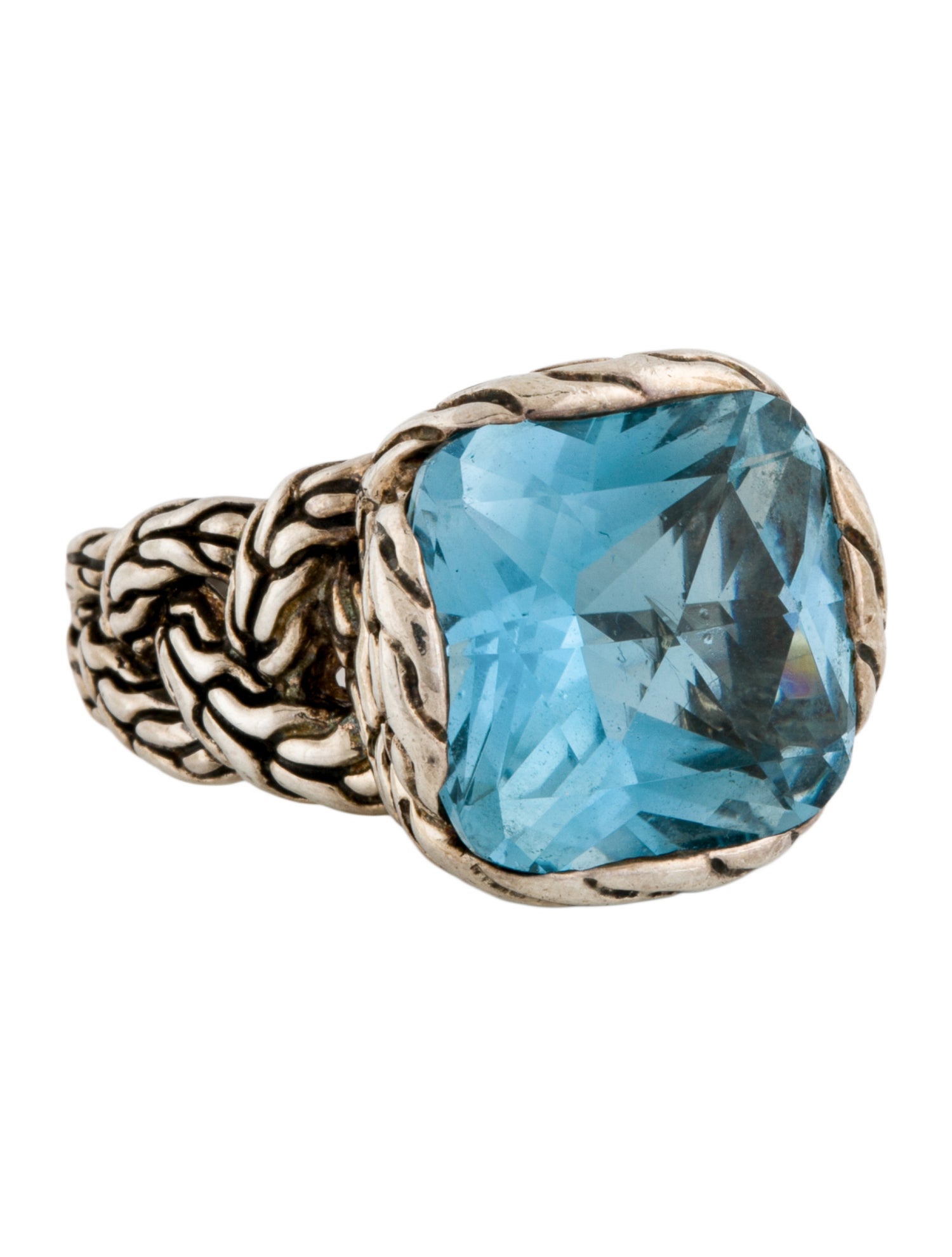 John Hardy Topaz Classic Chain Braided Cocktail Ring