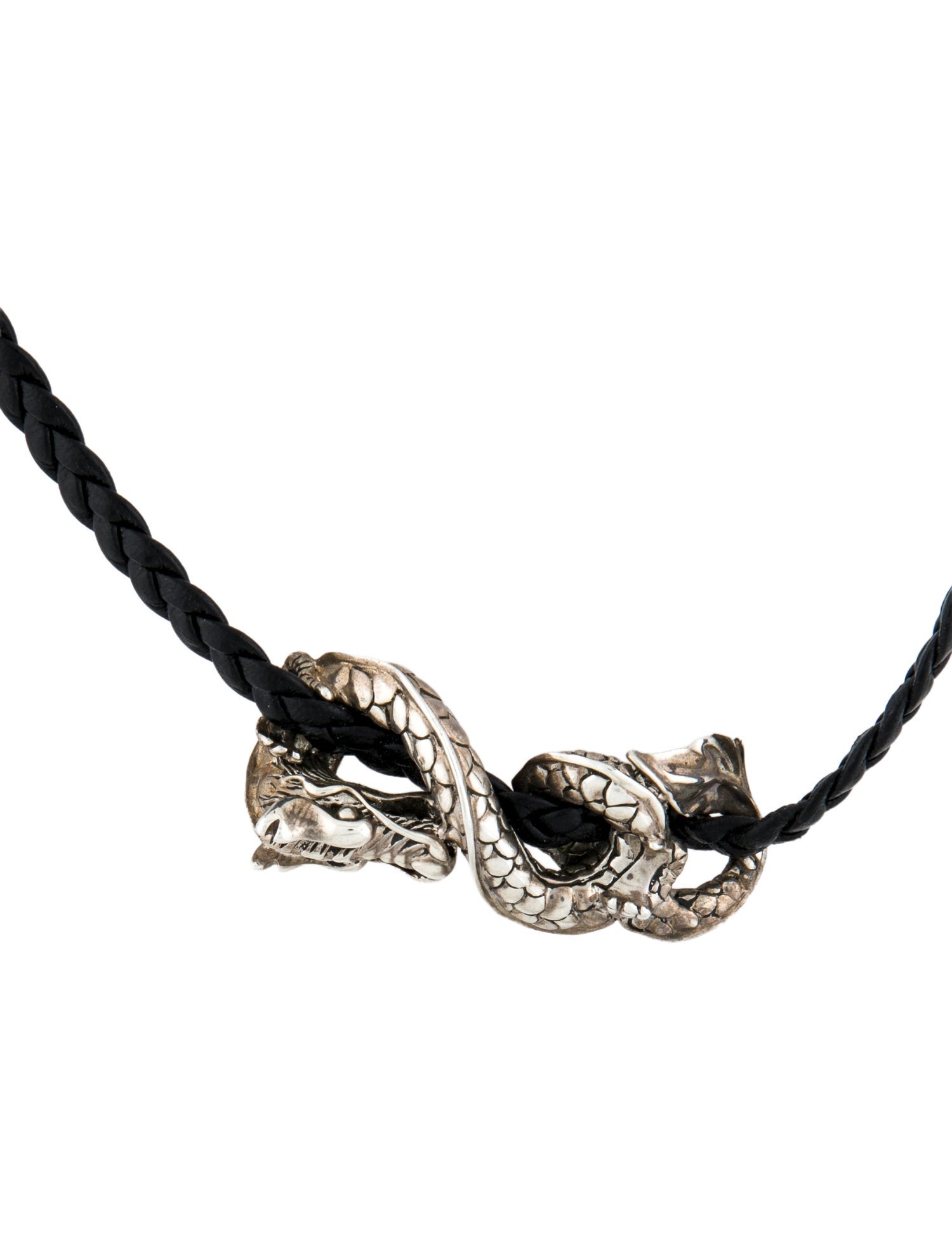 John Hardy Legends Naga Dragon Leather Pendant Necklace