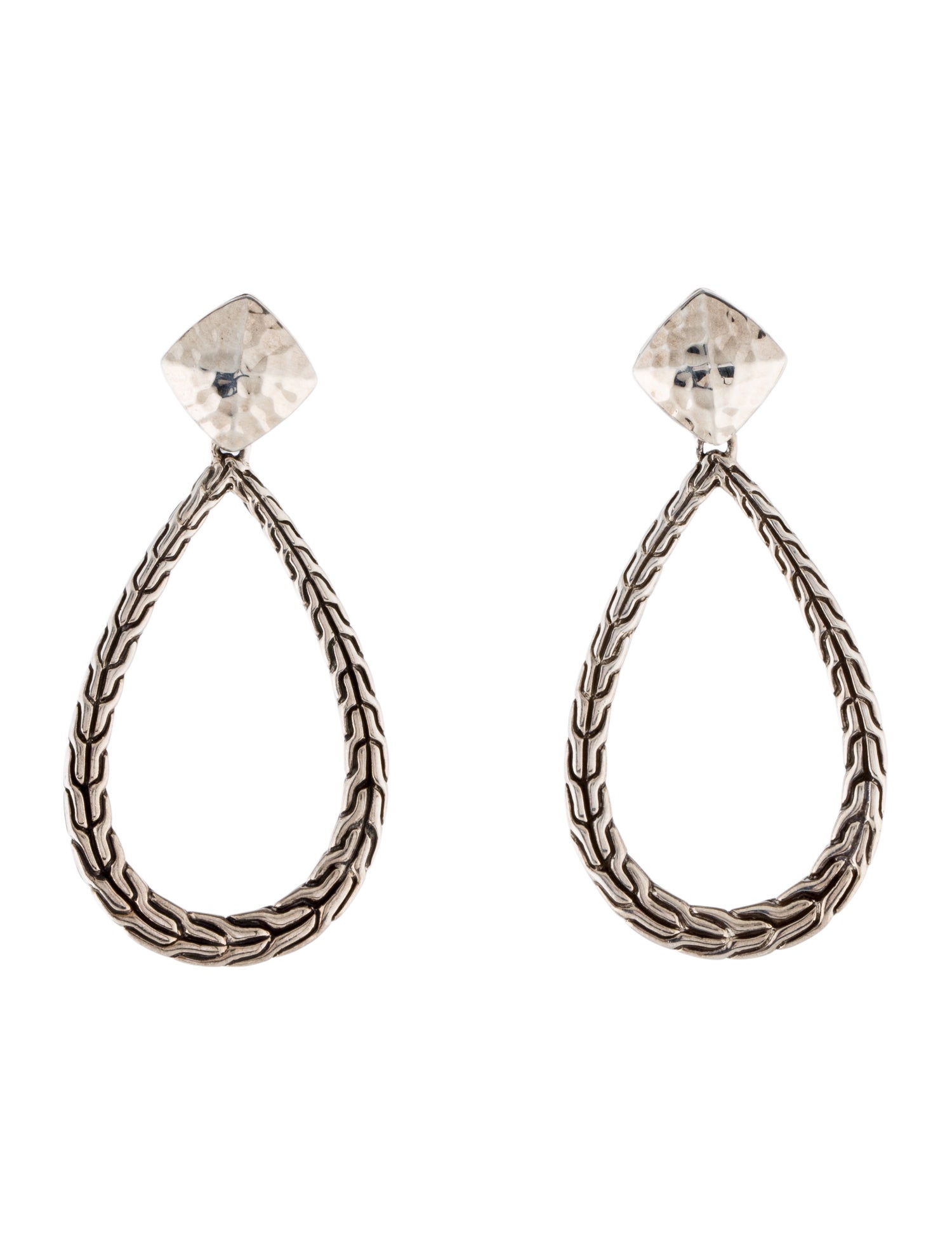 John Hardy Classic Chain Open Teardrop Drop Earrings