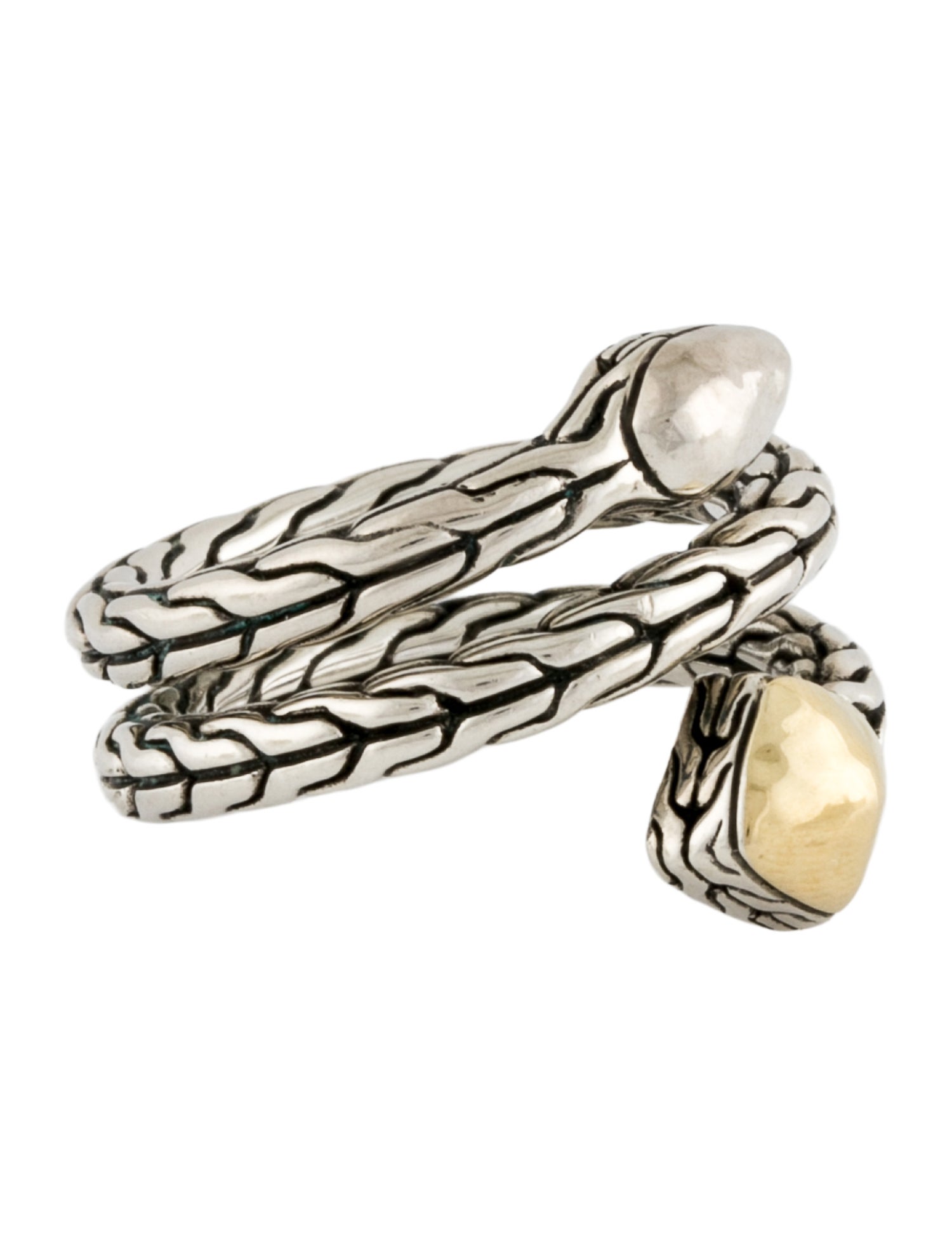 John Hardy Two-Tone Hammered Classic Chain Coil Ring