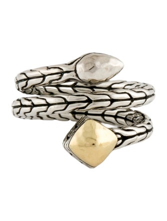 John Hardy Two-Tone Hammered Classic Chain Coil Ring