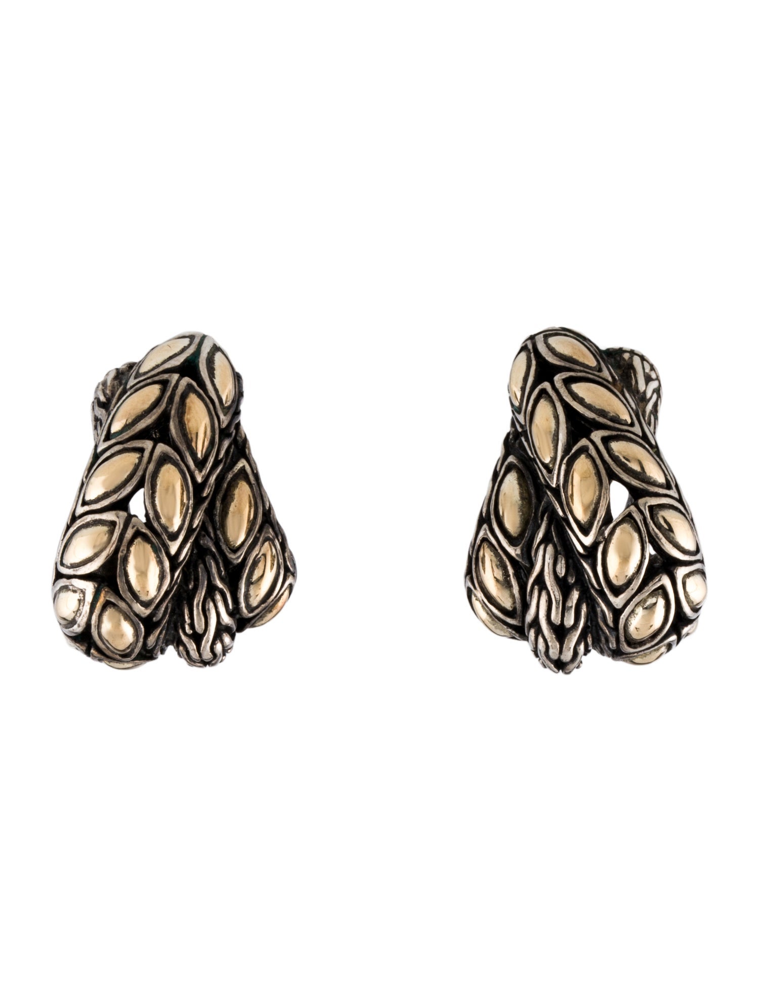 John Hardy Two-Tone Batu Kawung Crossover Earclips