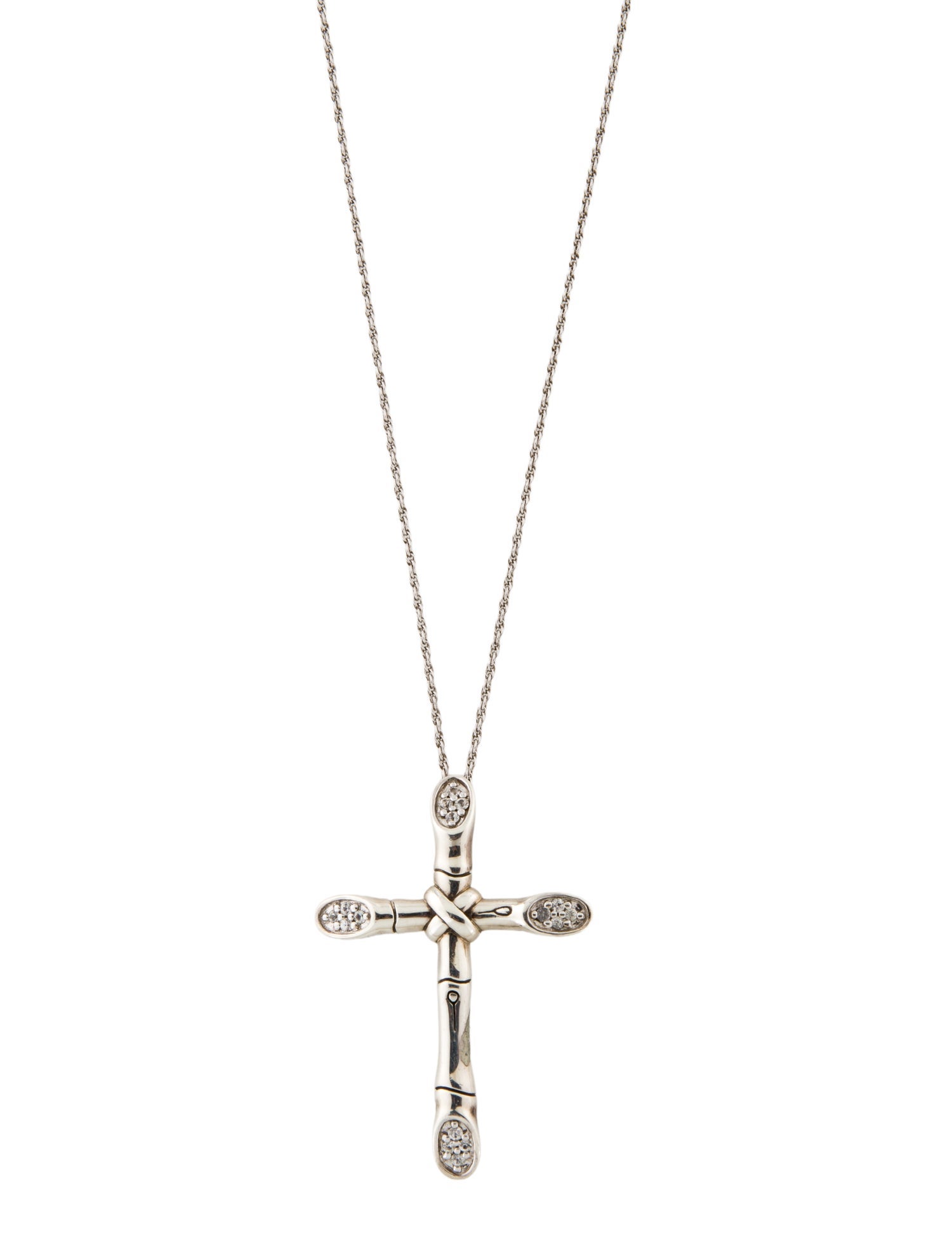 John Hardy Sapphire Cross Bamboo Pendant Necklace