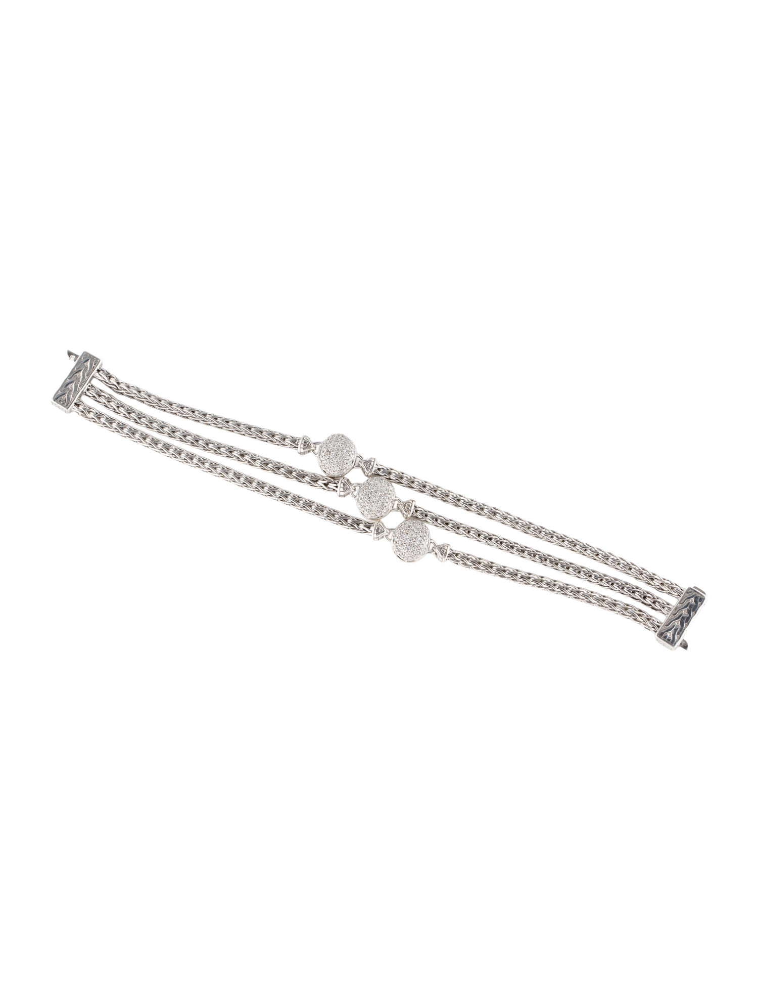 John Hardy Multistrand Diamond Station Bracelet