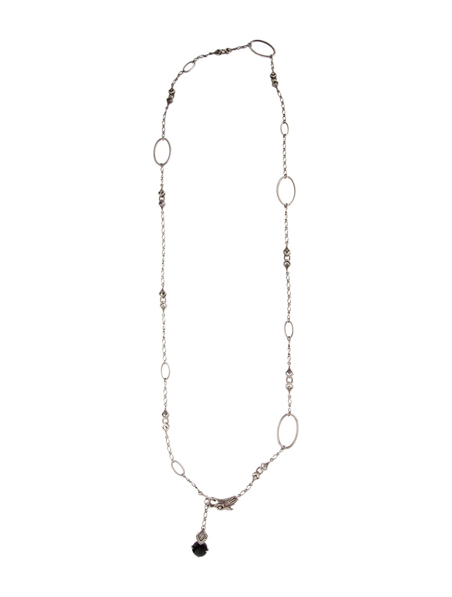 John Hardy Onyx & Sapphire Naga Dragon Lariat Necklace