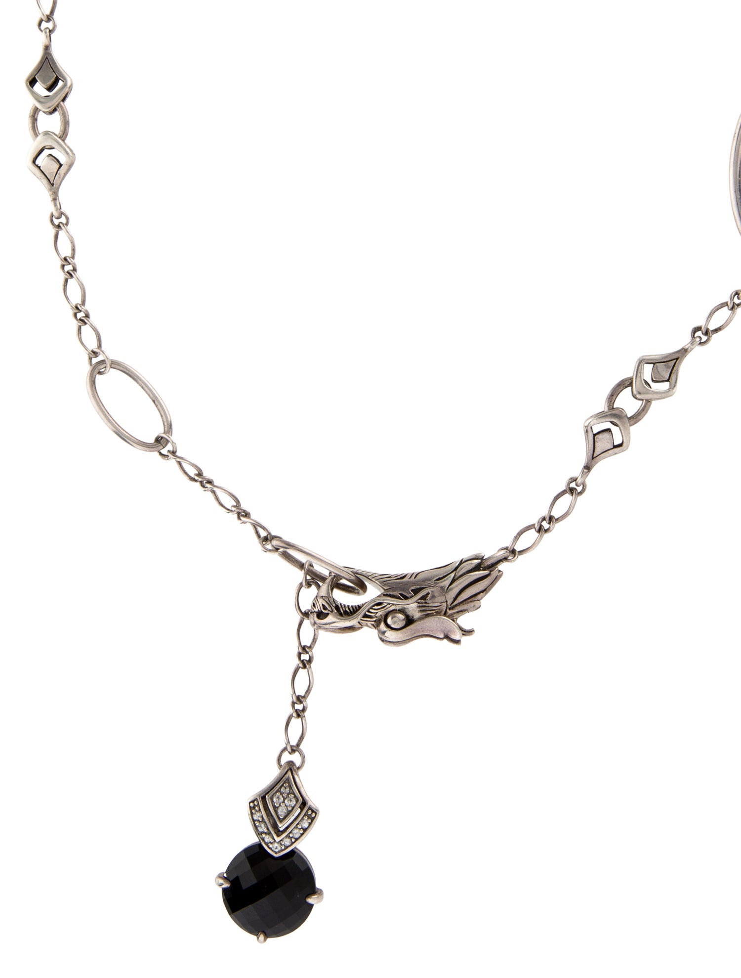 John Hardy Onyx & Sapphire Naga Dragon Lariat Necklace