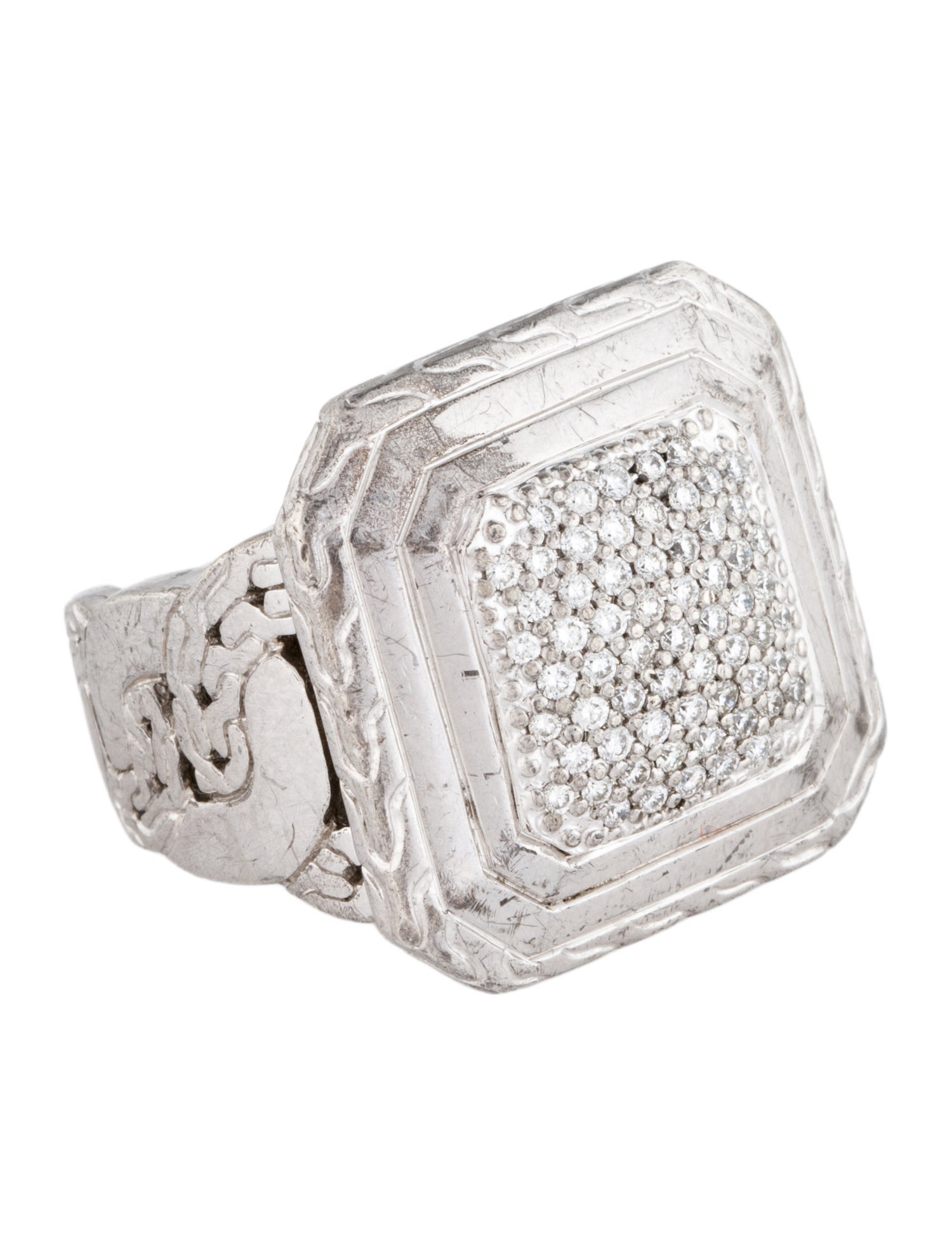 John Hardy Diamond Pavé Square Cocktail Ring