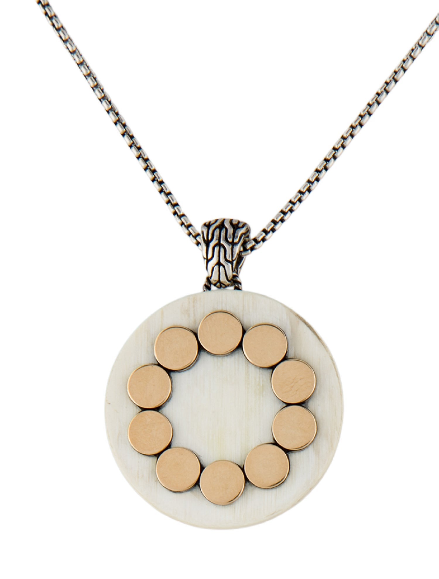 John Hardy Two-Tone Dot Horn Pendant Necklace