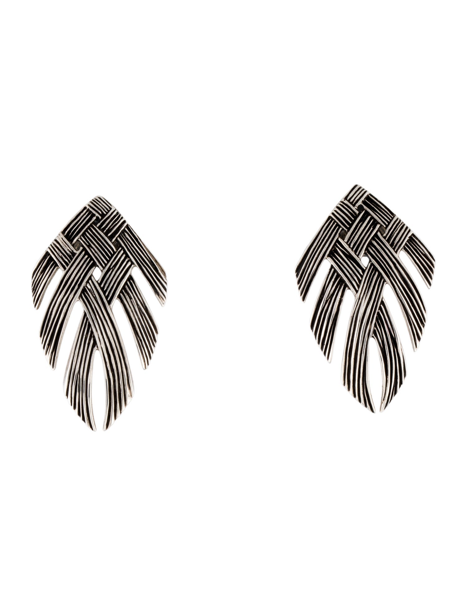 John Hardy Woven Leaf Earrings