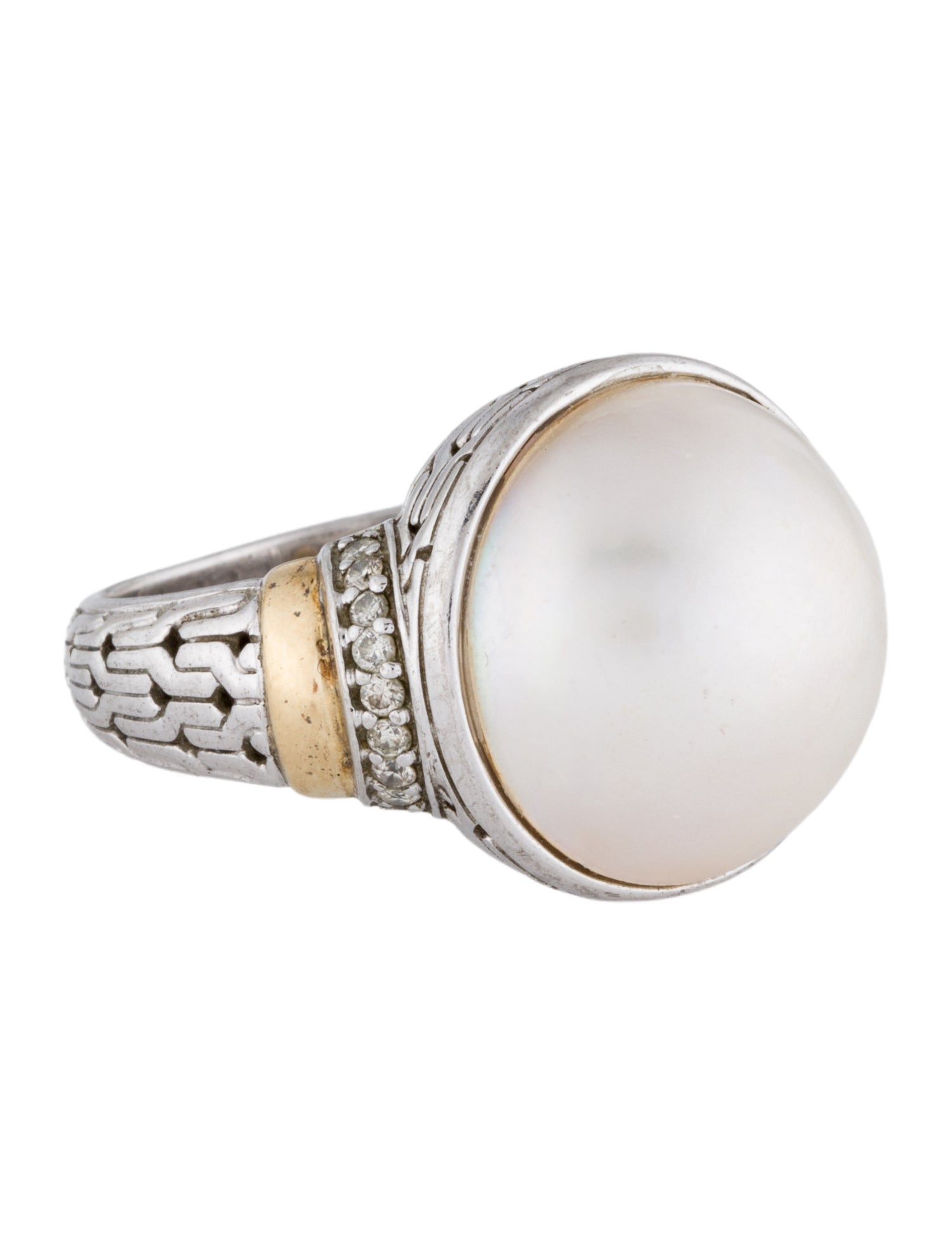 John Hardy Pearl & Diamond Cocktail Ring