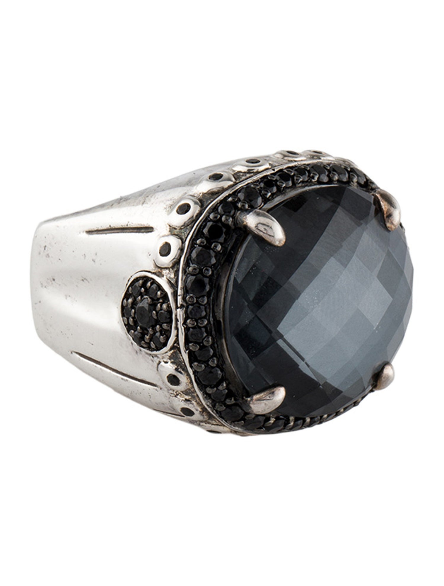 John Hardy Hematite Doublet & Spinel Bamboo Cocktail Ring