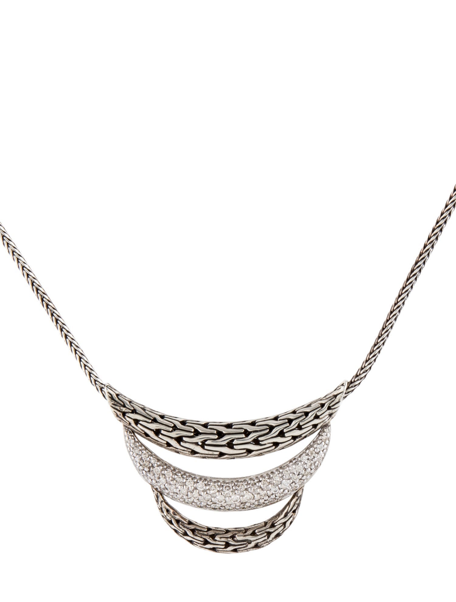 John Hardy Diamond Classic Chain Link Bib Necklace