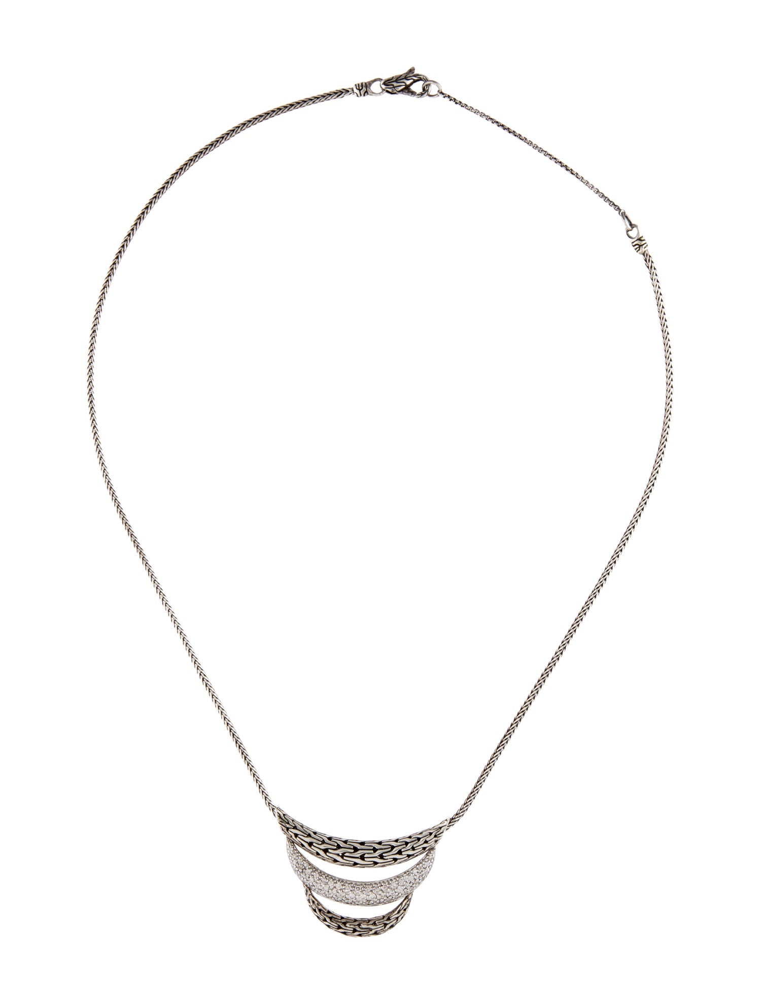 John Hardy Diamond Classic Chain Link Bib Necklace