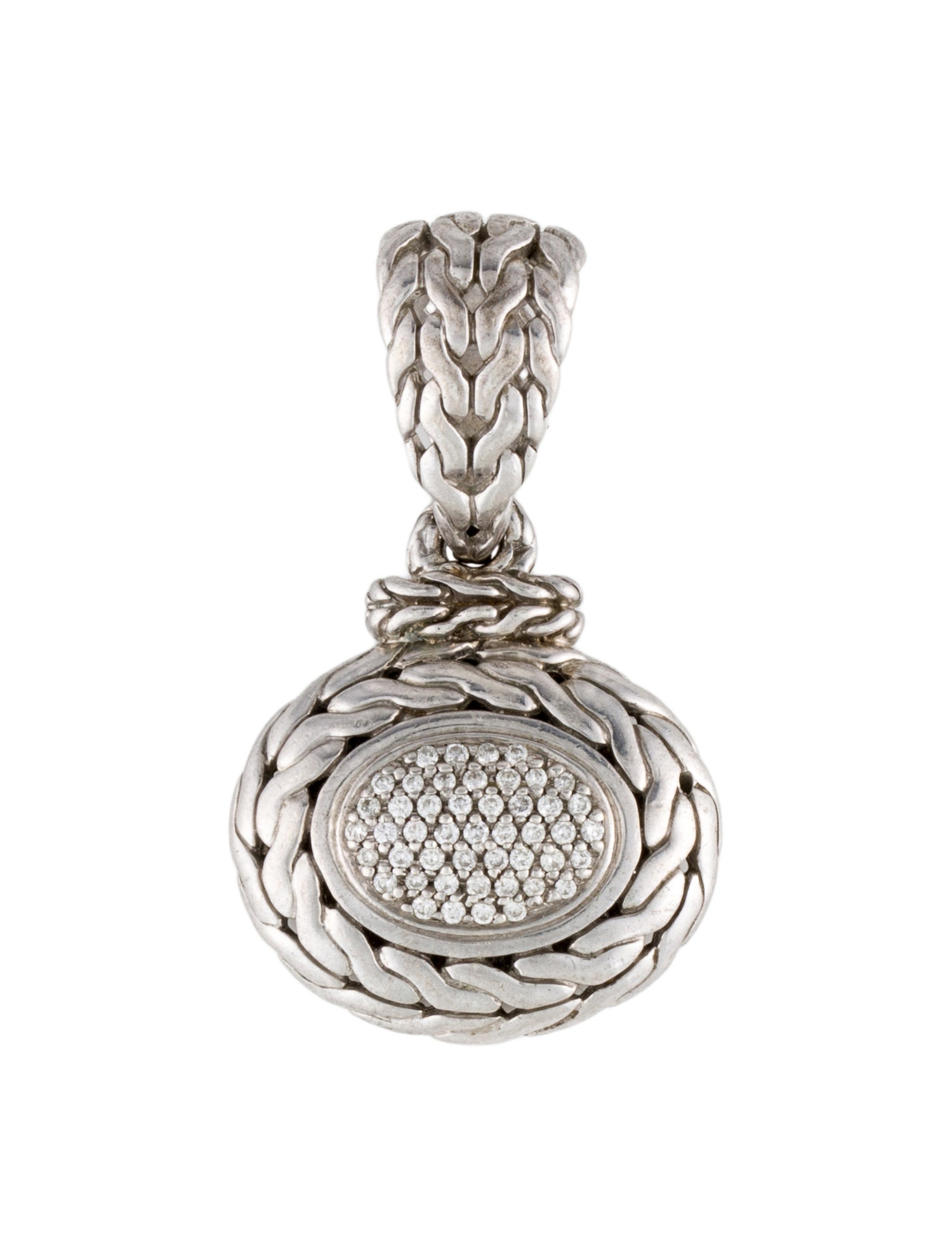 John Hardy Diamond Classic Chain Oval Pendant