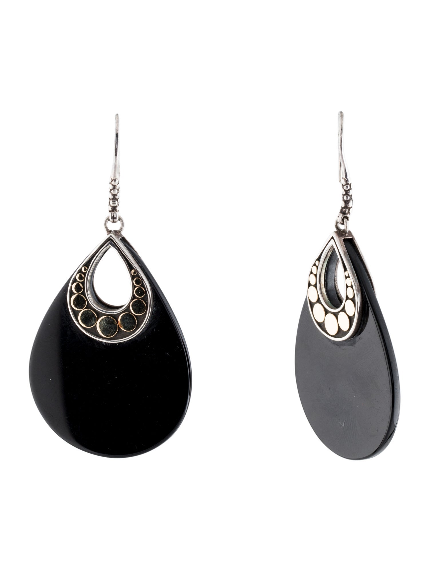John Hardy Onyx Dot Teardrop Earrings