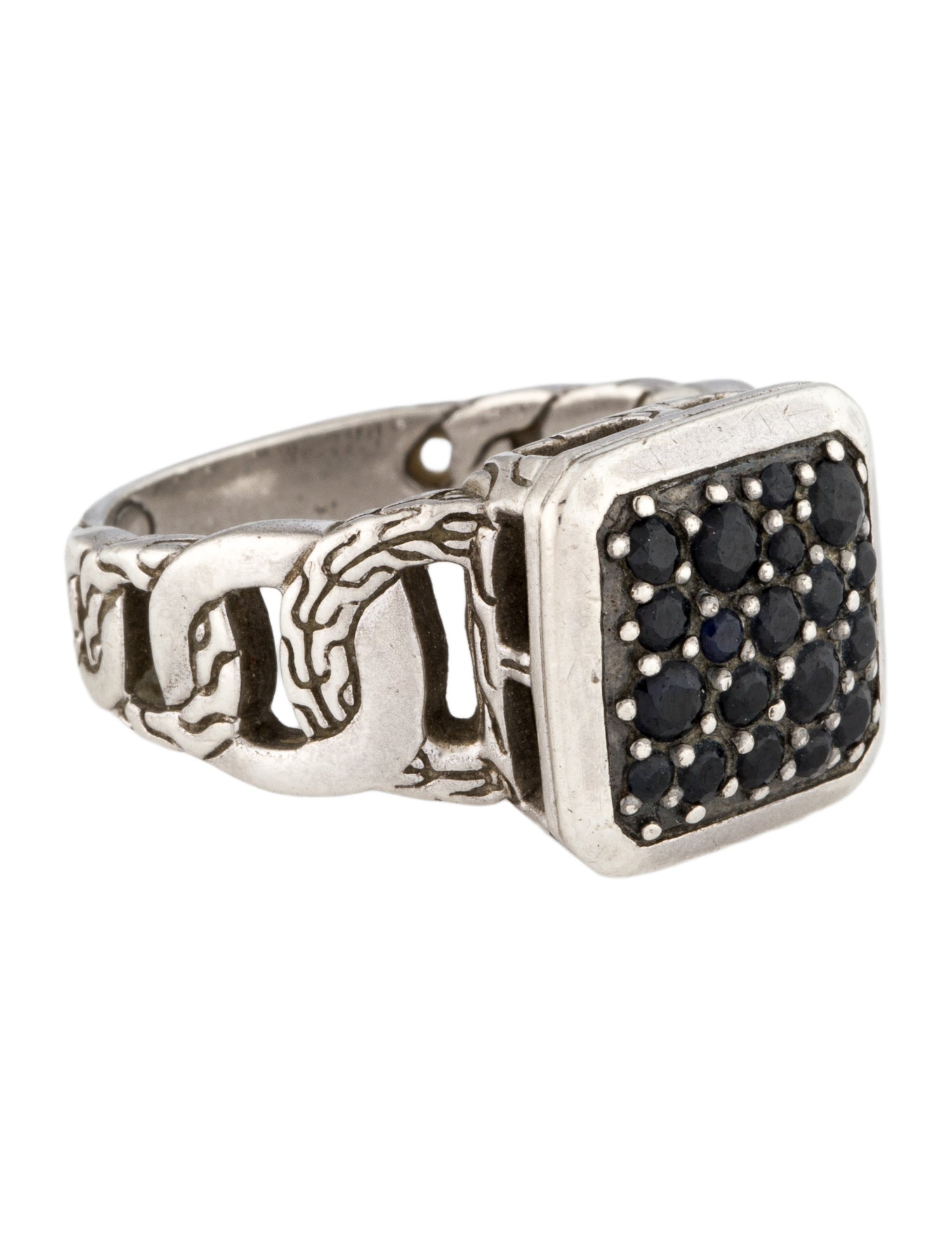 John Hardy Sapphire & Spinel Classic Chain Lava Signet Ring