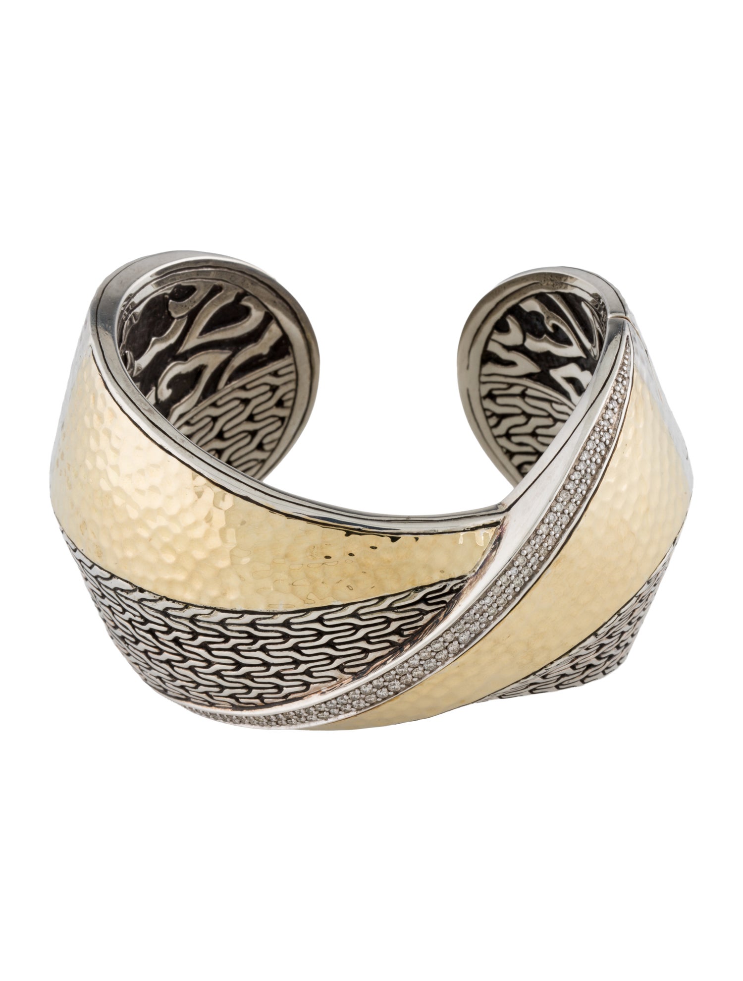 John Hardy Diamond Twisted Kick Cuff Bracelet