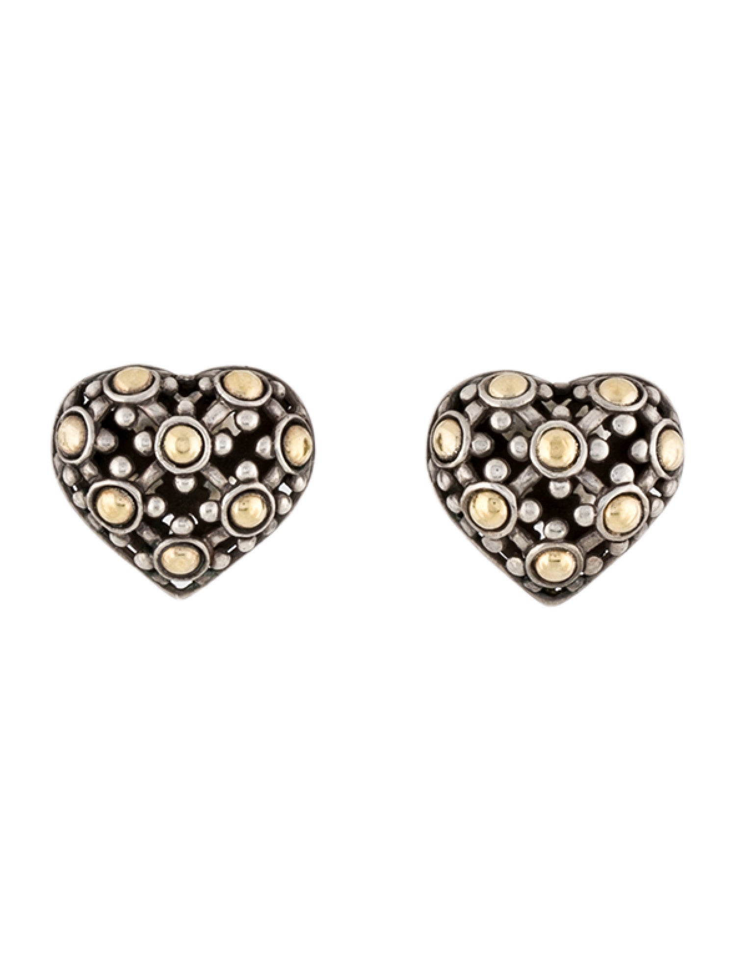 John Hardy Two-Tone Jaisalmer Dot Heart Stud Earrings