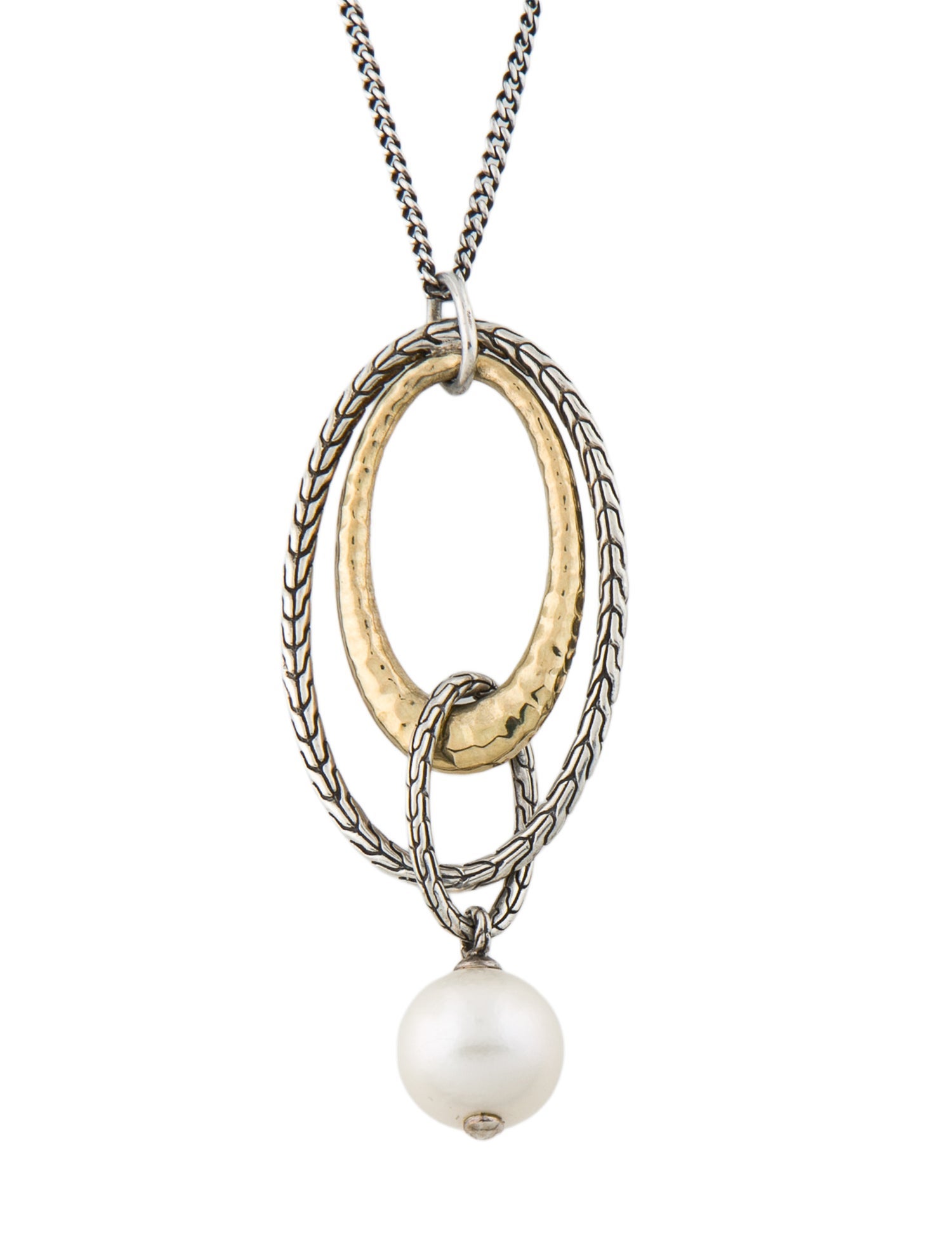 John Hardy Pearl Oval Drop Pendant Necklace