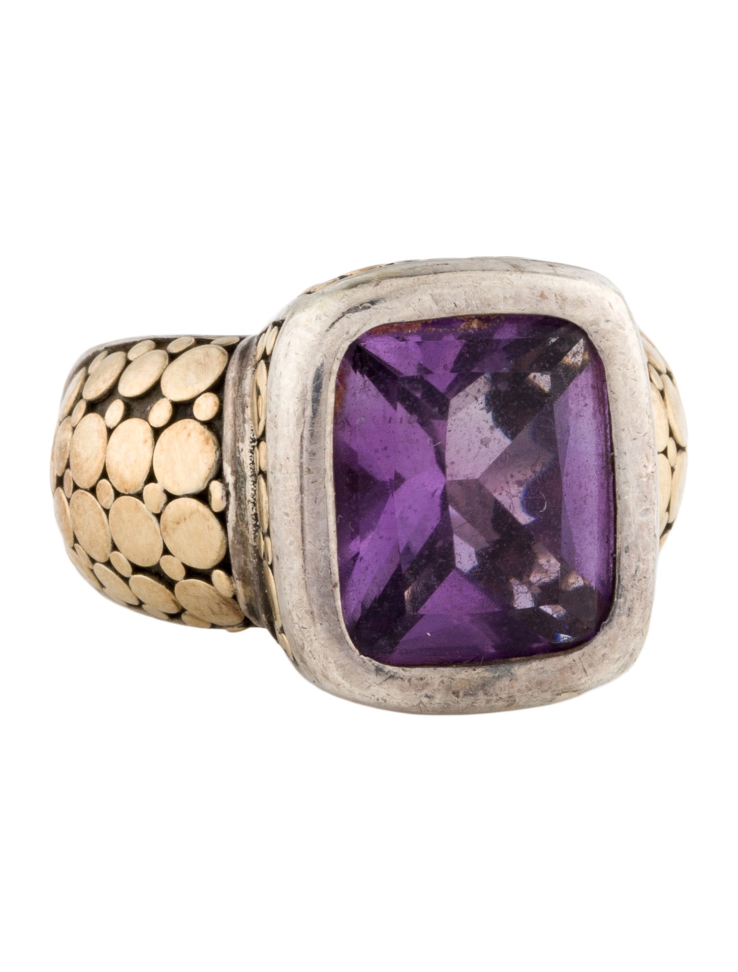 John Hardy 5.20ct Amethyst Two-Tone Dot Cocktail Ring