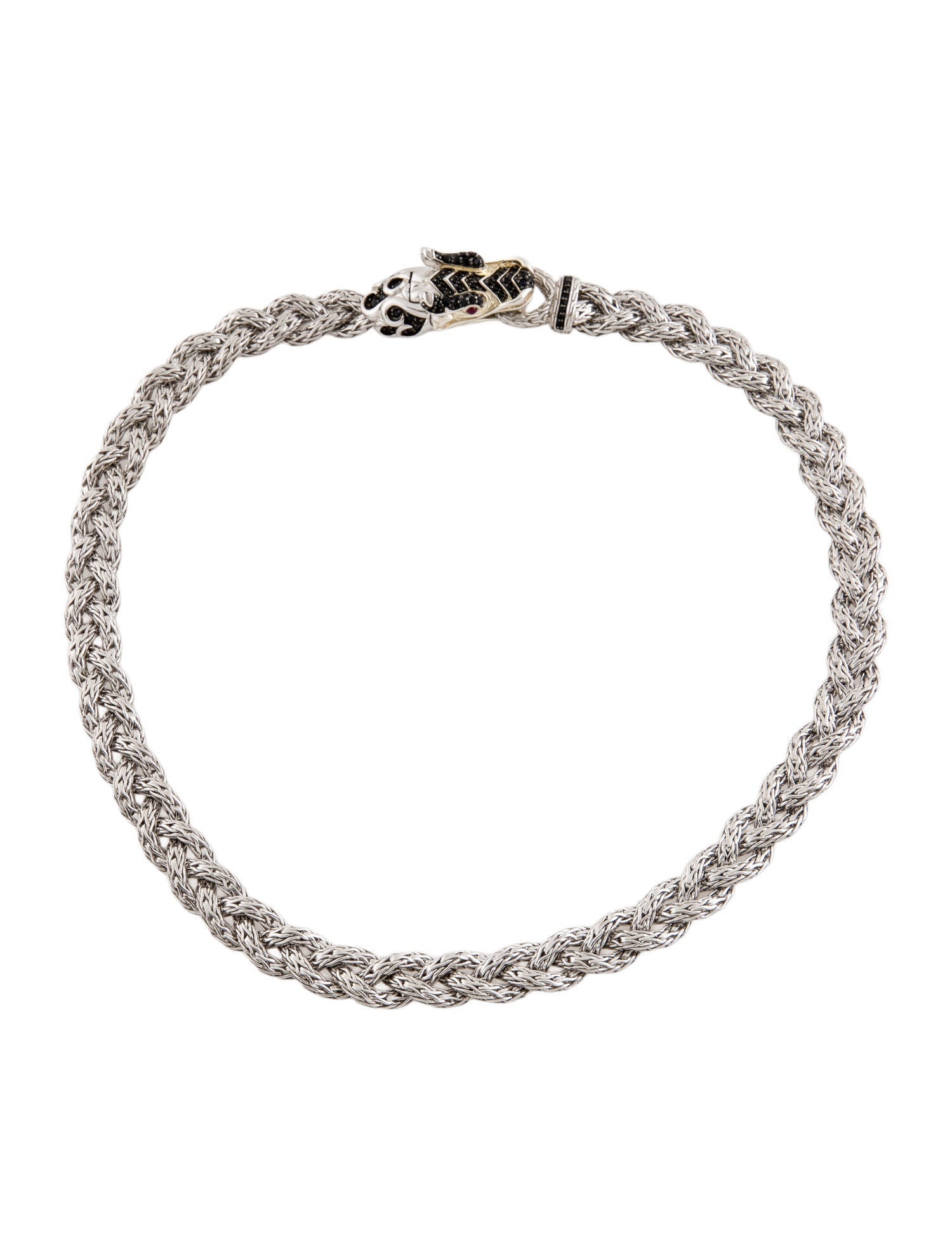 John Hardy Sapphire & Ruby Naga Dragon Head Collar Necklace