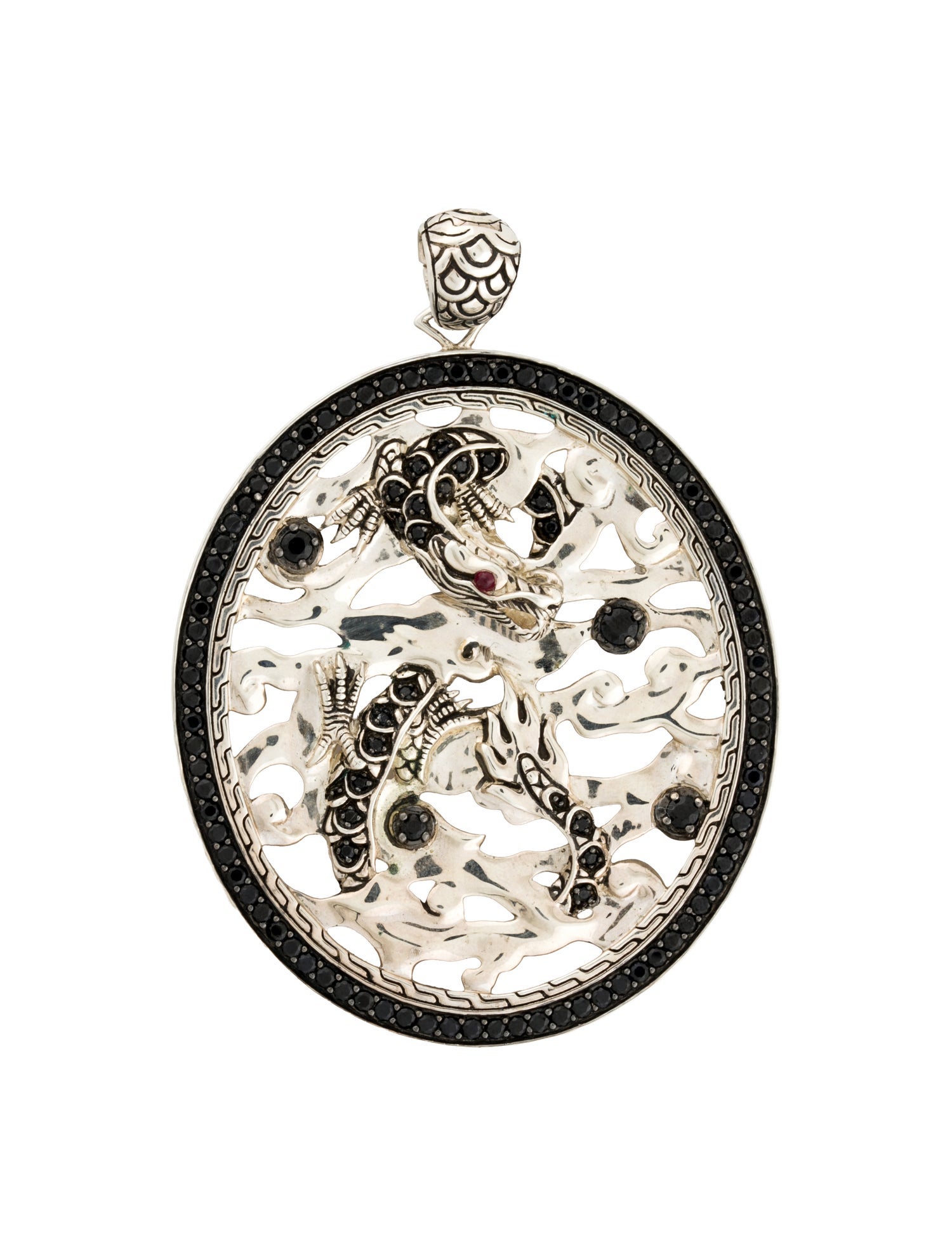 John Hardy Glass Filled Ruby & Sapphire Dragon Pendant