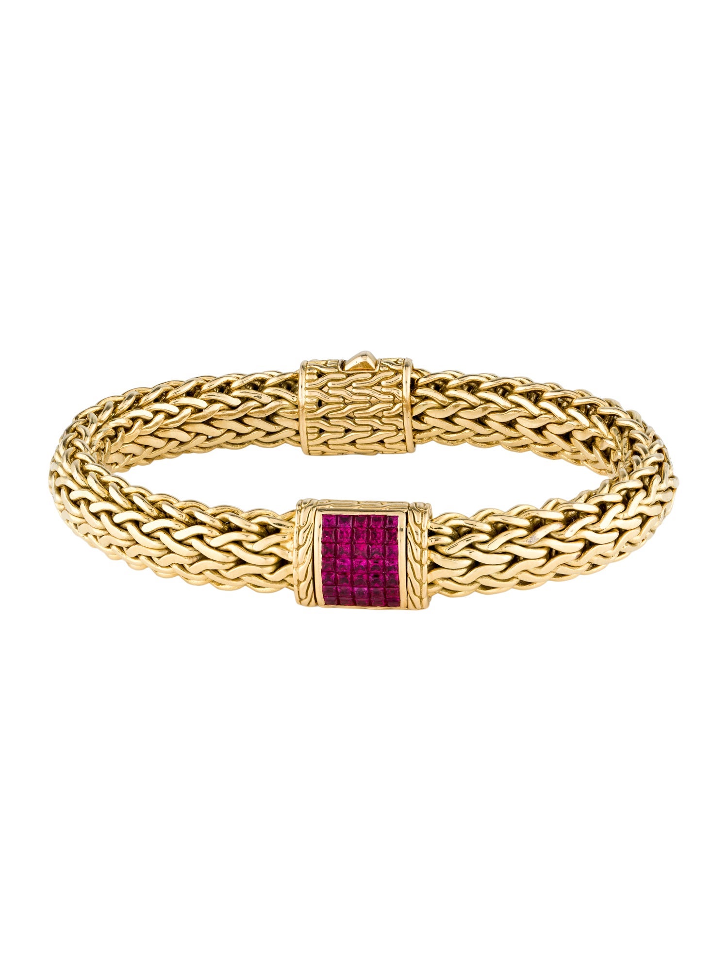 John Hardy 18K 1.44ctw Ruby Icon Station Bracelet