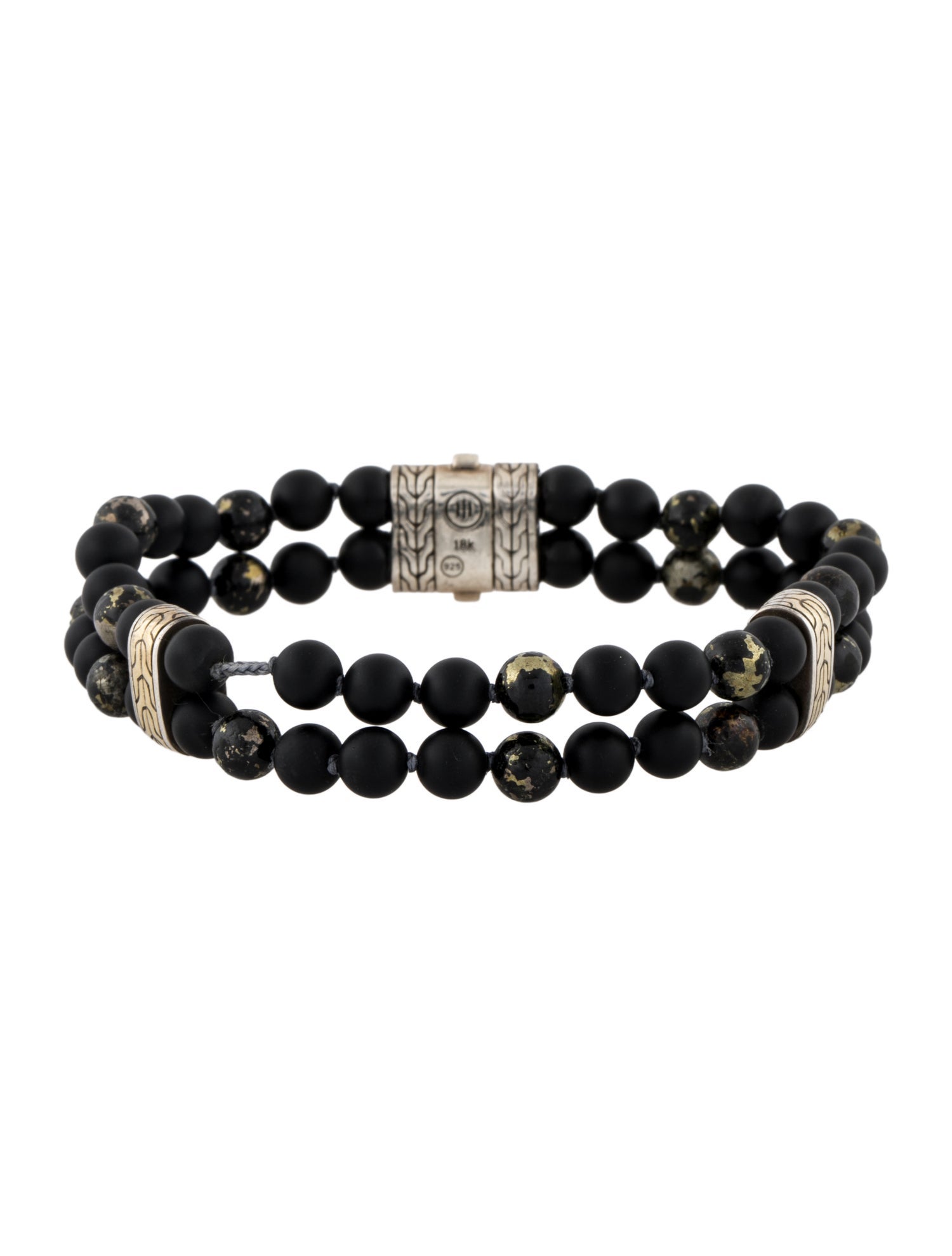 John Hardy Pyrite & Onyx Bead Bracelet