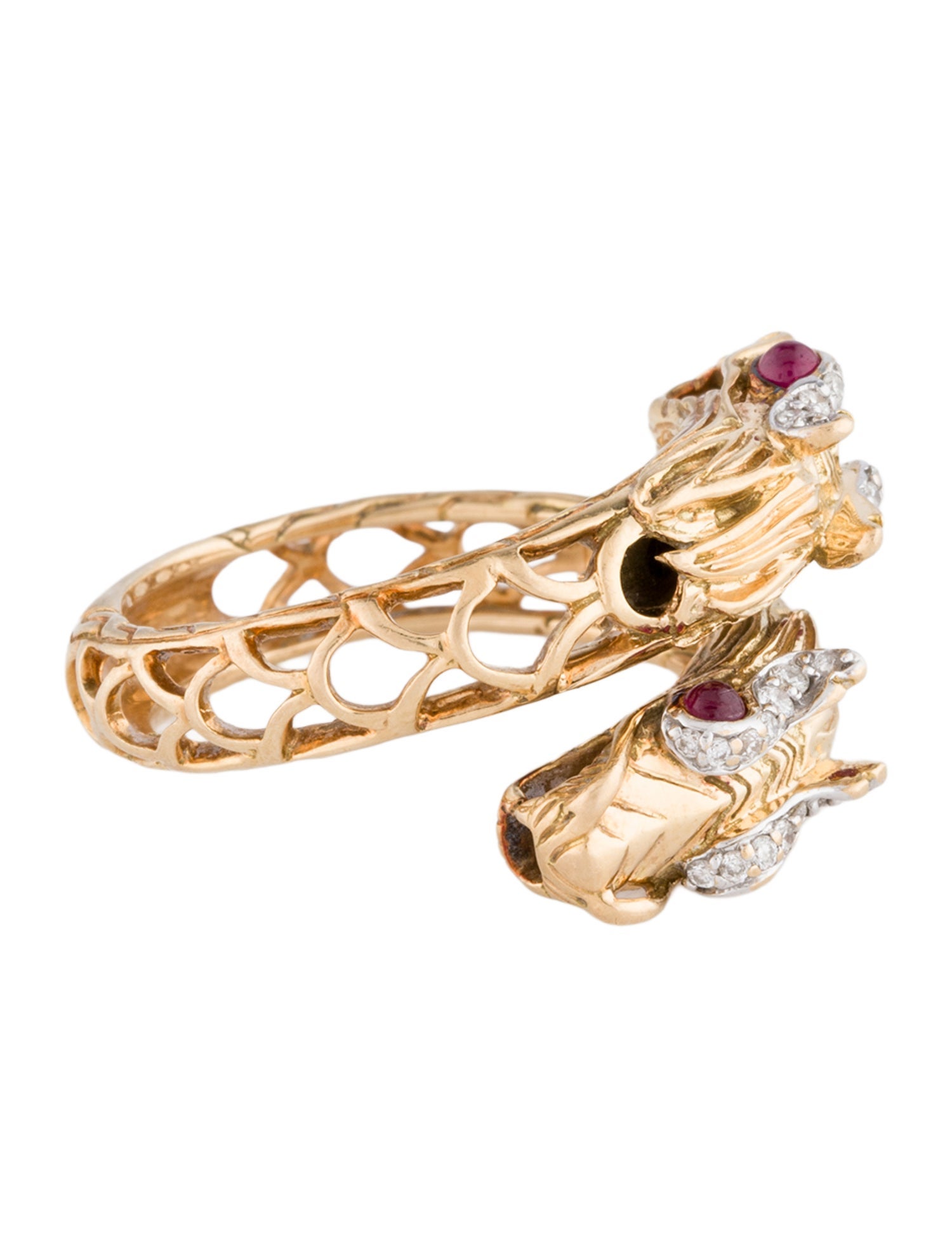 John Hardy 18K Diamond & Ruby Naga Coil Ring